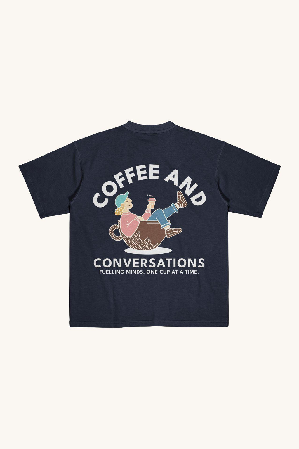 COFFEE AND CONVERSATIONS BOXY TEE